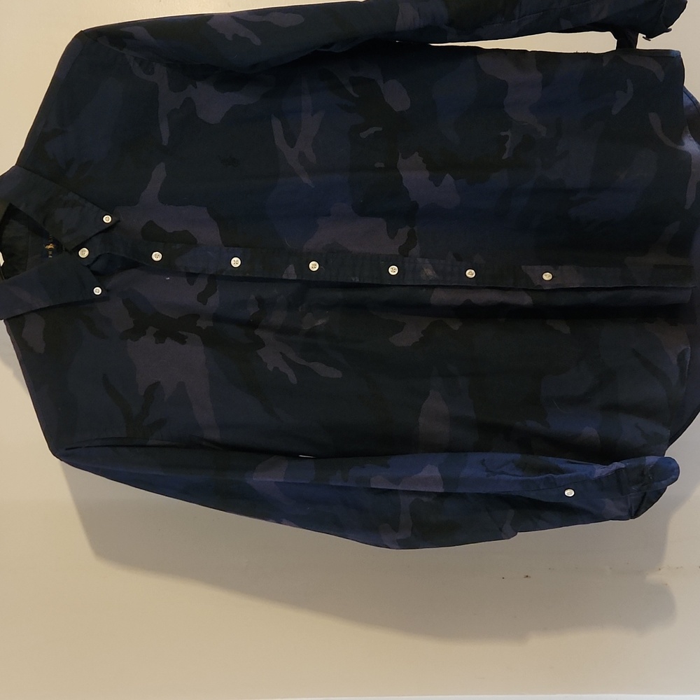 Ralph Lauren Men's XL Navy Camouflage Button Down Shirt